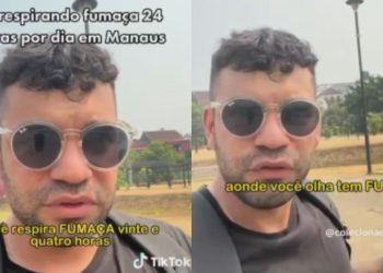 Turista publica vídeo contando experiência de visita a Manaus em meio a fumaça: 'tá tudo cinza'