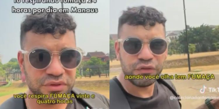Turista publica vídeo contando experiência de visita a Manaus em meio a fumaça: 'tá tudo cinza'