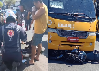 Vídeo: Motociclista vai parar debaixo de ‘Amarelinho’ na Zona Leste de Manaus