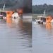 Vídeo: barco pega fogo no Amazonas e passageiros são retirados às pressas