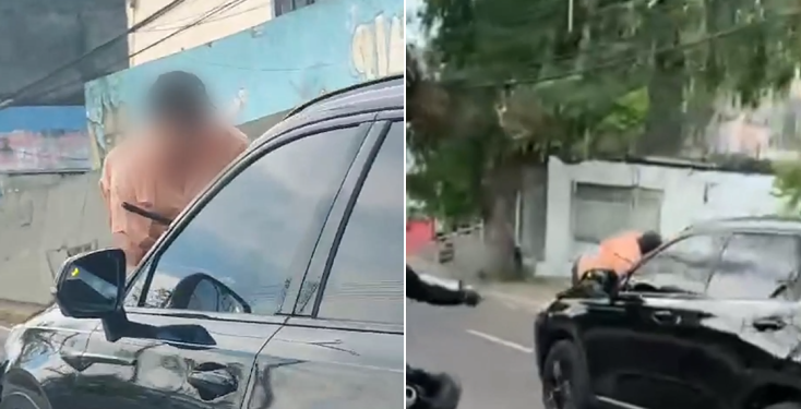 Vídeo: Em suposta br1ga de trânsito, idoso é levado no capô de carro em plena Djalma Batista