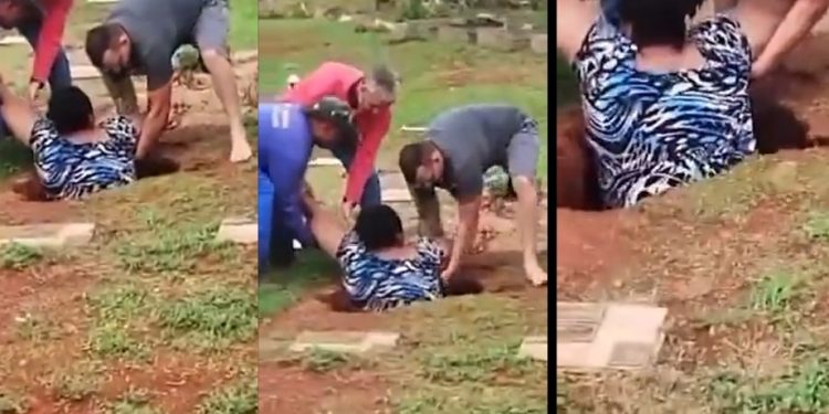 Vídeo: mulher é ‘engolida’ após chão do cemitério abrir: ‘estou com ardência no corpo’