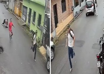 Vídeo: bandidos assaltam pedestres em Manaus e uma vítima cai no asfalto