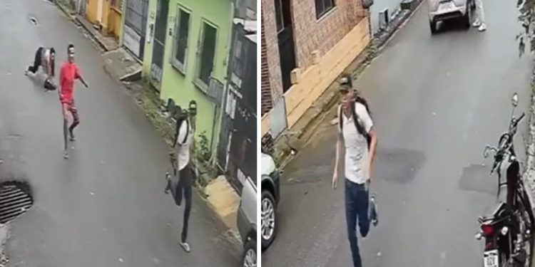 Vídeo: bandidos assaltam pedestres em Manaus e uma vítima cai no asfalto