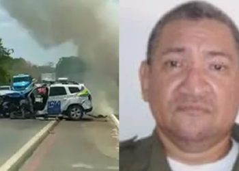 Policial m0rre após bater viatura em carreta e num casal que estava de moto