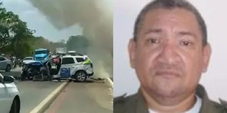 Policial m0rre após bater viatura em carreta e num casal que estava de moto
