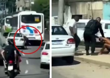 Vídeo: carro arranca com ladrão de celular pendurado pela janela na Avenida Brasil