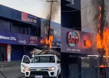 Vídeo: fiação pega fogo na Grande Circular e área é isolada