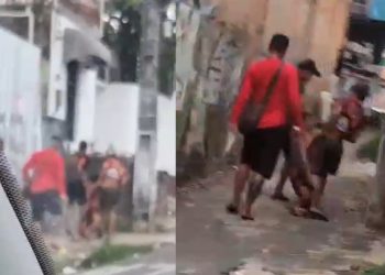 Morador flagra galerosos arrastando c0rpo de rival no beco em Manaus; veja o vídeo