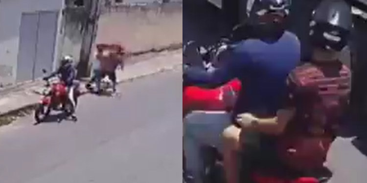 Vídeo: Id0sa ap@nh@ de dupla após ir buscar o neto na escola em Manaus