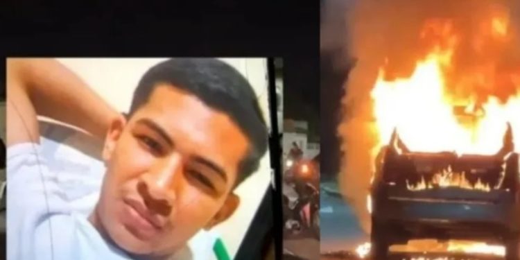 Moradores de Itacoatiara colocam fogo em carro de motorista que mat0u motoqueiro
