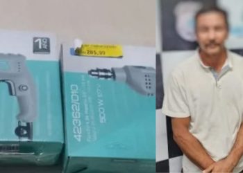 Homem furta parafusadeira do DB e é preso após voltar no outro dia querendo levar mais um