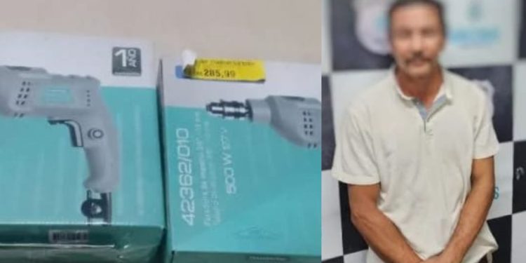 Homem furta parafusadeira do DB e é preso após voltar no outro dia querendo levar mais um