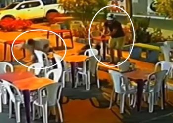 Câmera registra homem sendo m0rt0 com t1ros na cabeça enquanto lanchava