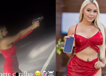 Vídeo: Blogueira dá t1r0s para o alto em estrada em Manaus e diz que tem quem a proteja