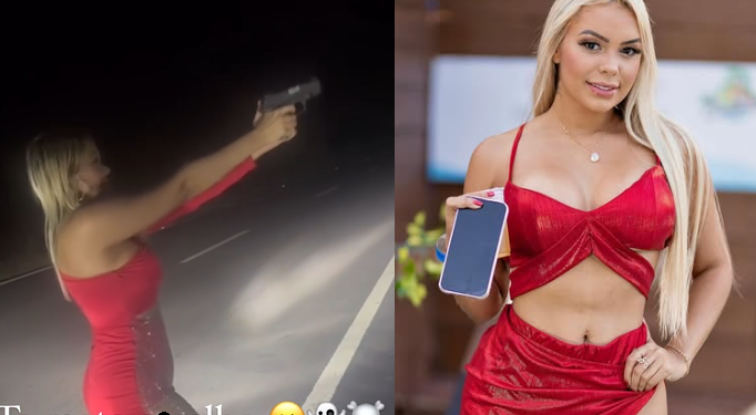 Vídeo: Blogueira dá t1r0s para o alto em estrada em Manaus e diz que tem quem a proteja