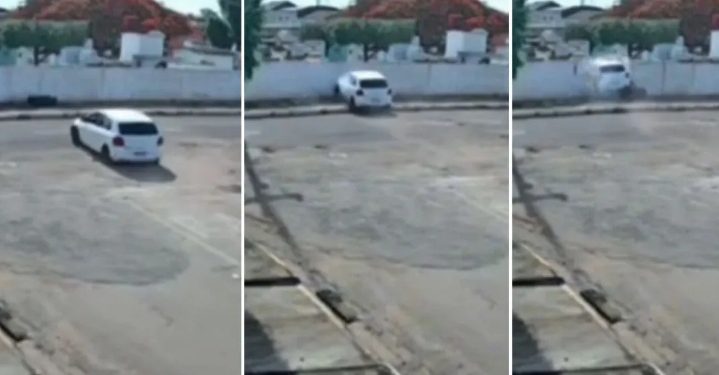 Vídeo: carro invade cemitério e internautas brincam: ‘ninguém se feriu, tava todo mundo m0rto’