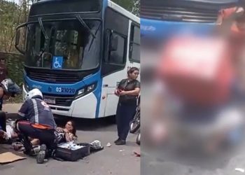 Vídeo: choque entre motos faz passageira chorar de dor em Manaus