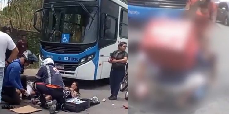 Vídeo: choque entre motos faz passageira chorar de dor em Manaus