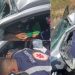 Vídeos: motorista fica preso às ferragens após chocar o carro contra caminhão em Manaus