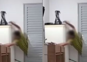 Vídeo: homem fica preso na porta da casa da ex ao tentar reatar relação