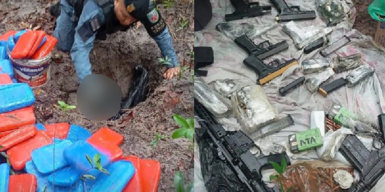 Força Tática encontra 100 kg de droga enterrada e arsenal de gu3rra no Viver Melhor