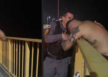 Vídeo: Em cena marcante, PM reza e impede rapaz de se j0gar da Ponte Rio Negro