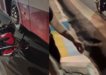 Óleo na avenida Constantino Nery derruba cerca de dez motociclistas; veja os vídeos