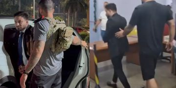 Vídeo mostra Alex Braga sendo levado à delegacia algemado em Manaus após decreto da Justiça