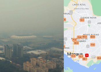 Qualidade do ar é considera ruim neste domingo em Manaus por conta da fumaça, aponta sistema