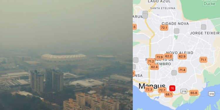 Qualidade do ar é considera ruim neste domingo em Manaus por conta da fumaça, aponta sistema