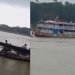 No meio do rio, barco encalha e passageiros são socorridos no Amazonas; veja o vídeo