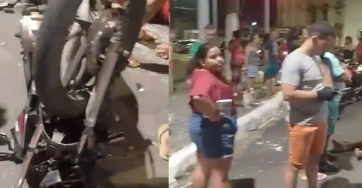 Vídeo: Três ficam f3r1dos em ac1dente entre motos no Centro de Manaus