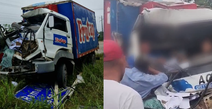 Vídeo: Pai m0rr3 e filho que dirigia caminhão sobrevive após bat3rem em ônibus escolar na AM-070