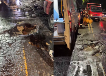 Asfalta Manaus não chega no Novo Aleixo e passageira s0fre ac1dente ao ca1r de moto na buraqueira