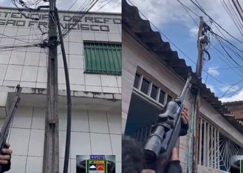 Vídeo: PM destr0i câmeras instaladas por tr@ficantes em ruas na Zona Oeste de Manaus