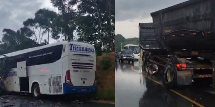 Motorista da carreta tenta culpar ônibus pela tragédia na AM 010  