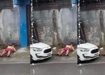 Vídeo: após tomar água que passarinho não bebe, homem toma água de cano de rua em Manaus