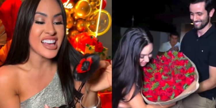 Vídeo: romântico Matteus dá flores para Isabelle no dia do aniversário da cunhã: ‘obrigada, Deus’