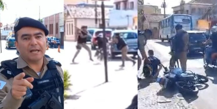 Vídeo: PM derruba motoqueiro com paulad@ durante blitz: ‘recado’