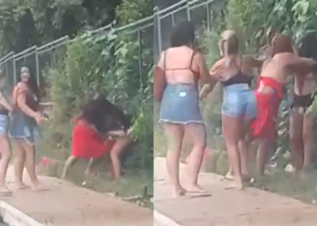 ‘Pega essa merenda’: Mulherada arranca roupa e vai pro chão em Manaus durante br1ga; veja