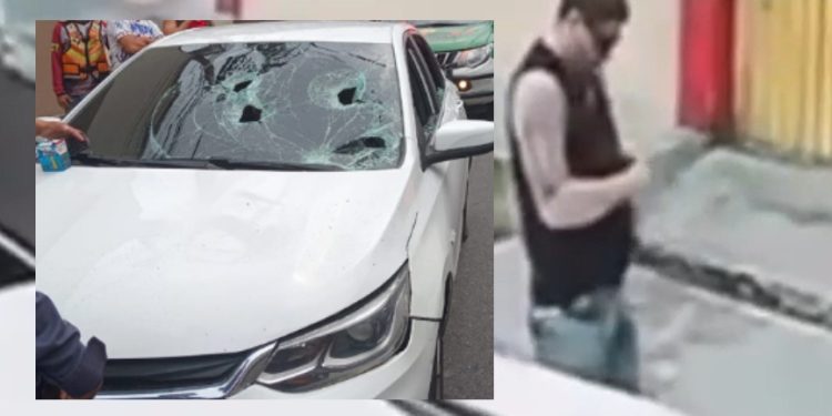 Vídeo: PM com problemas psiquiátricos que joga catolé nas casas tem carro quebrado em Manaus