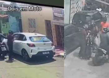 Câmera registra assaltantes roub4ndo motorista de aplicativo e passageiro em Manaus; veja