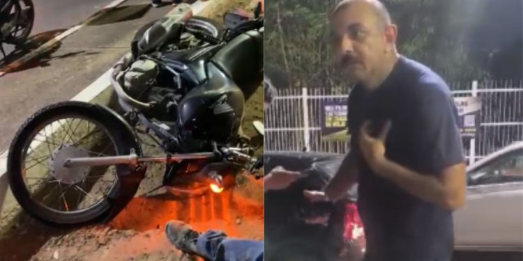 Supostamente bêbado, policial at1ra na moto de entregadora na Constantino Ney e a deixa fer1d4