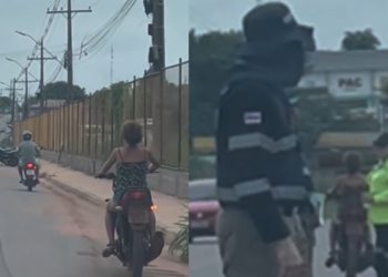 Vídeo: motoqueira sem capacete fura blitz no Amazonas e vira meme: ‘vigarice’