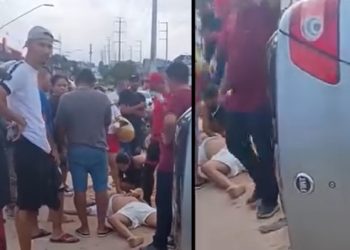 Vídeo: motorista é atendido no chão após capotar carro na ZL em Manaus