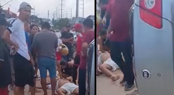 Vídeo: motorista é atendido no chão após capotar carro na ZL em Manaus