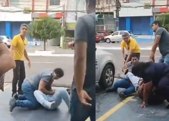 Vídeo: Homem vai pr3s0 ao ouvir a palavra ‘c0rn0’ e se atracar na p0rra@da com ex-colega em Manaus