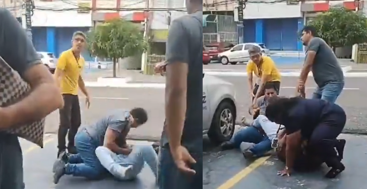 Vídeo: Homem vai pr3s0 ao ouvir a palavra ‘c0rn0’ e se atracar na p0rra@da com ex-colega em Manaus