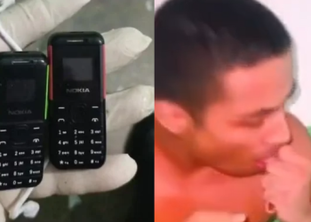 Vídeo: Detento mostra que tem g@rganta profunda e coloca dois celulares e cabo UBS pra fora